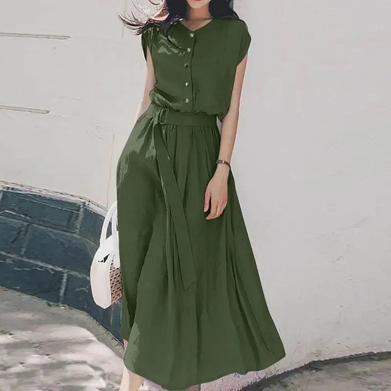 2023 ZANZEA Women Fashion Short Sleeve Dress Summer Elegant Party Vestidos Casual Mid-calf Sundress Femme Vintage OL Robe Kaftan