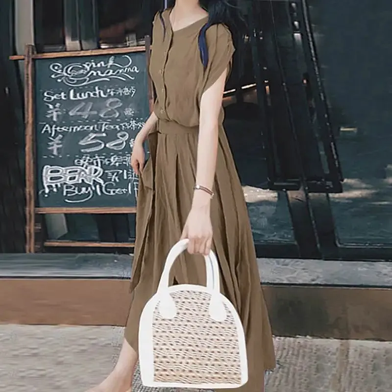 2023 ZANZEA Women Fashion Short Sleeve Dress Summer Elegant Party Vestidos Casual Mid-calf Sundress Femme Vintage OL Robe Kaftan