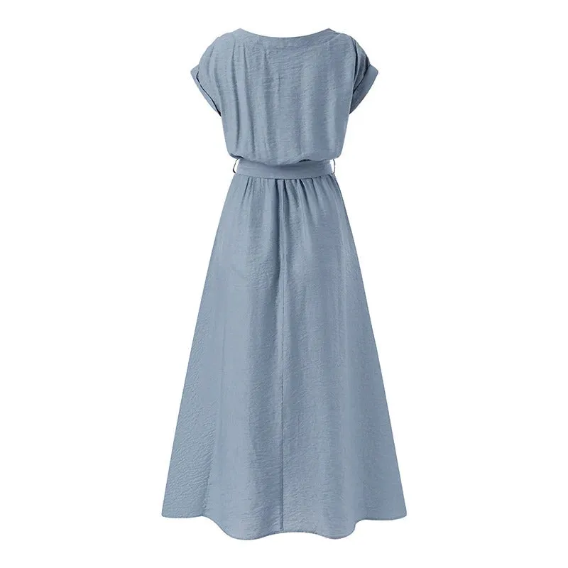 2023 ZANZEA Women Fashion Short Sleeve Dress Summer Elegant Party Vestidos Casual Mid-calf Sundress Femme Vintage OL Robe Kaftan