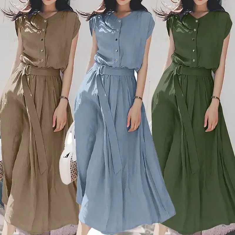 2023 ZANZEA Women Fashion Short Sleeve Dress Summer Elegant Party Vestidos Casual Mid-calf Sundress Femme Vintage OL Robe Kaftan
