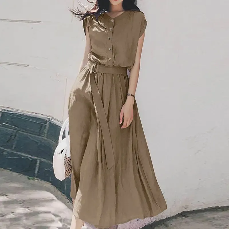 2023 ZANZEA Women Fashion Short Sleeve Dress Summer Elegant Party Vestidos Casual Mid-calf Sundress Femme Vintage OL Robe Kaftan