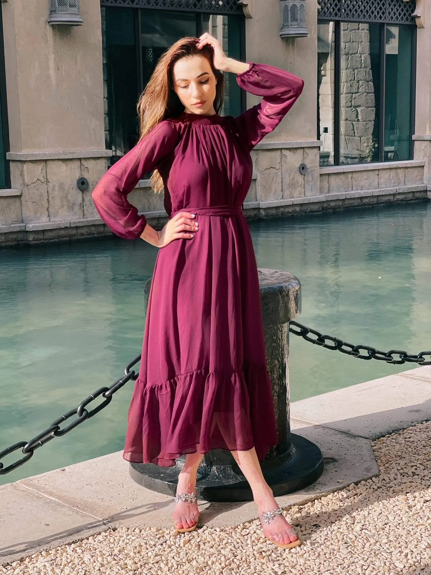 Aria - Maroon Maxi Dress