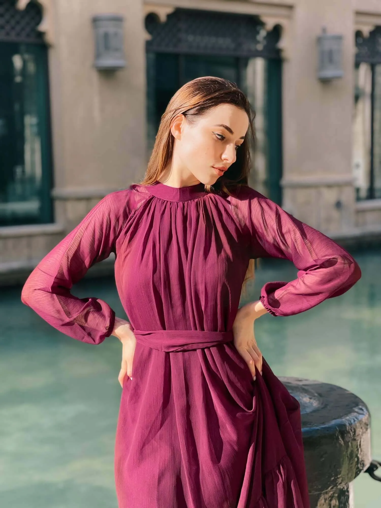 Aria - Maroon Maxi Dress