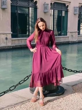 Aria - Maroon Maxi Dress