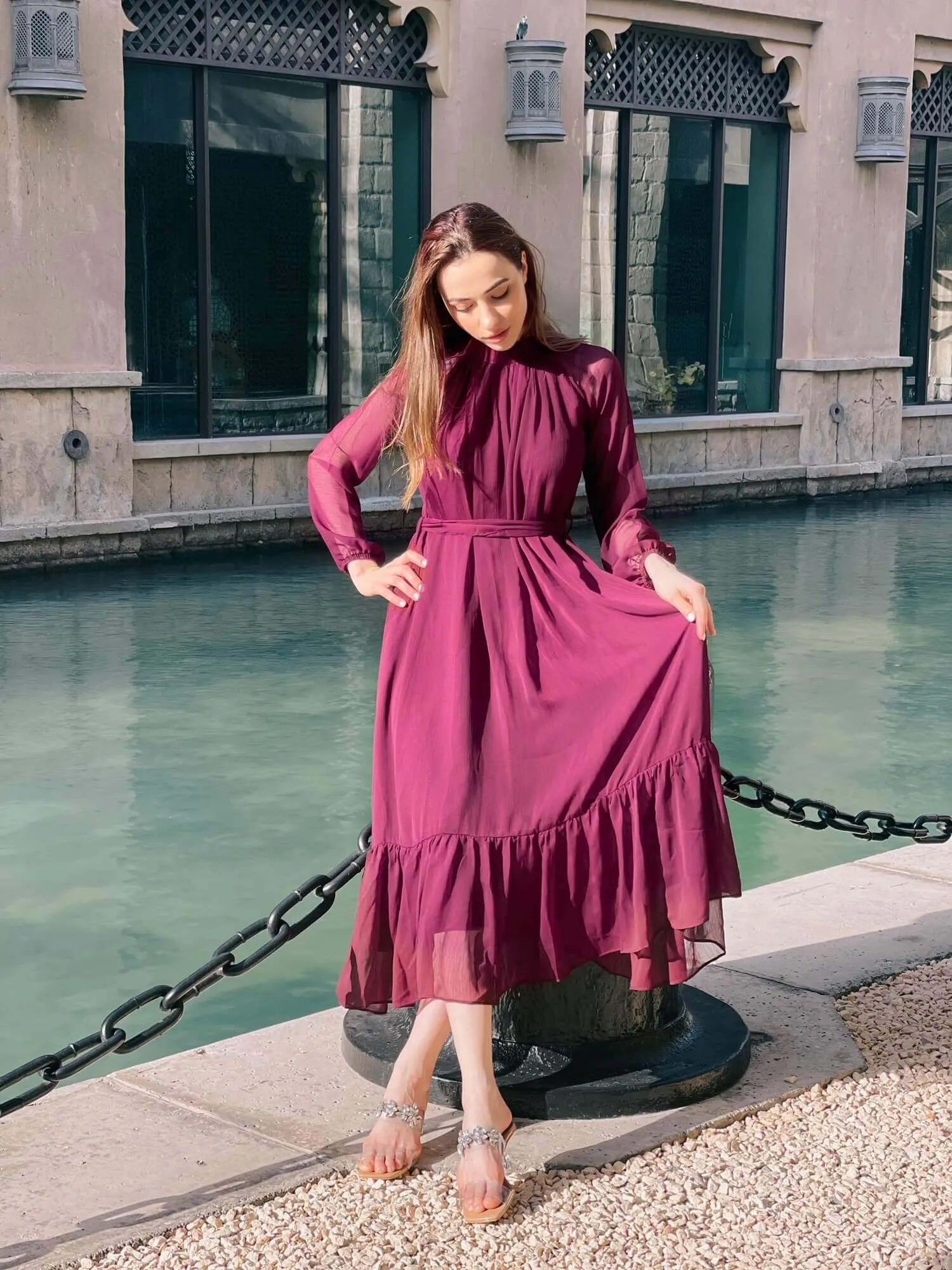 Aria - Maroon Maxi Dress