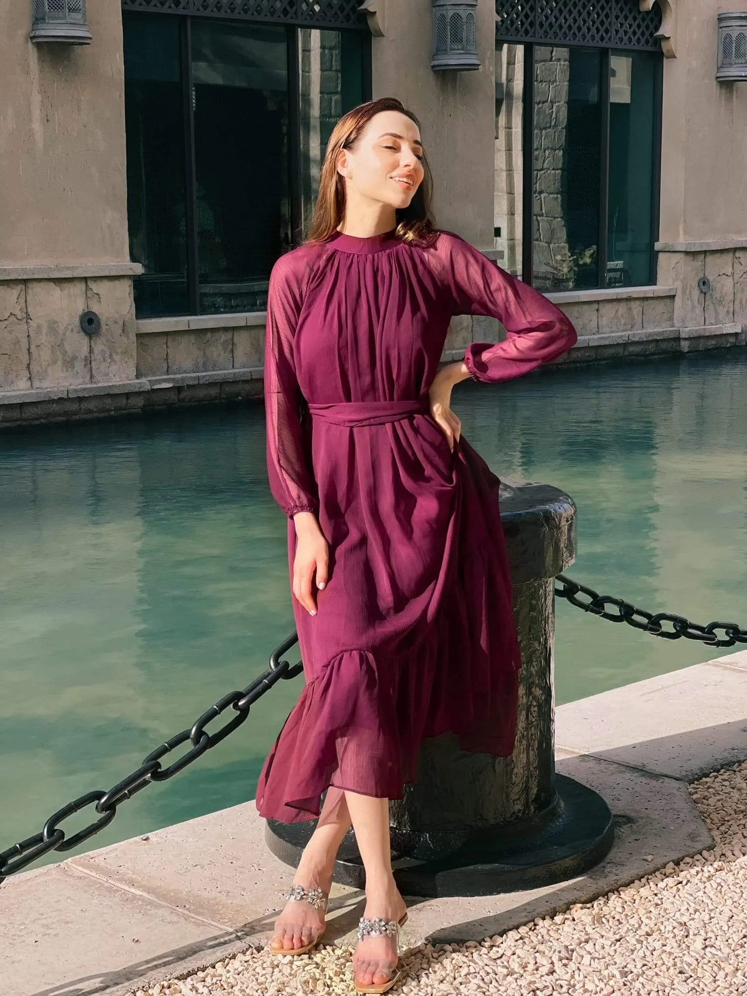 Aria - Maroon Maxi Dress