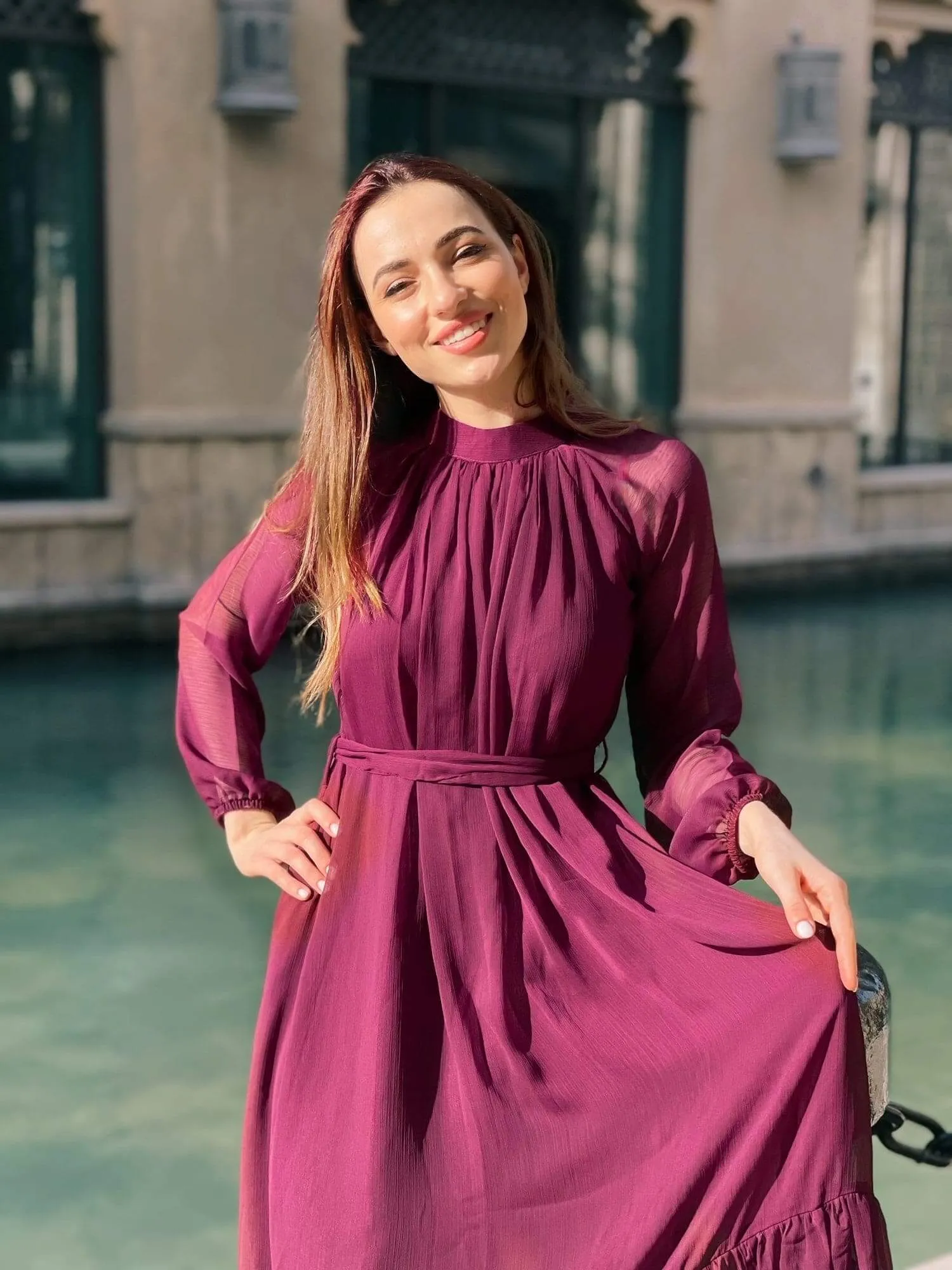 Aria - Maroon Maxi Dress