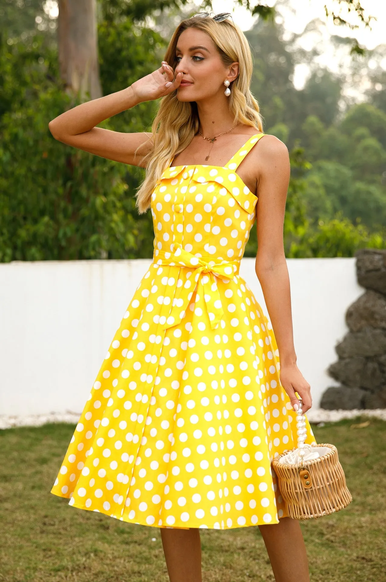 BerriesJam - Cotton Spaghetti Straps Midi Tunic Sleeveless Swing Sundress