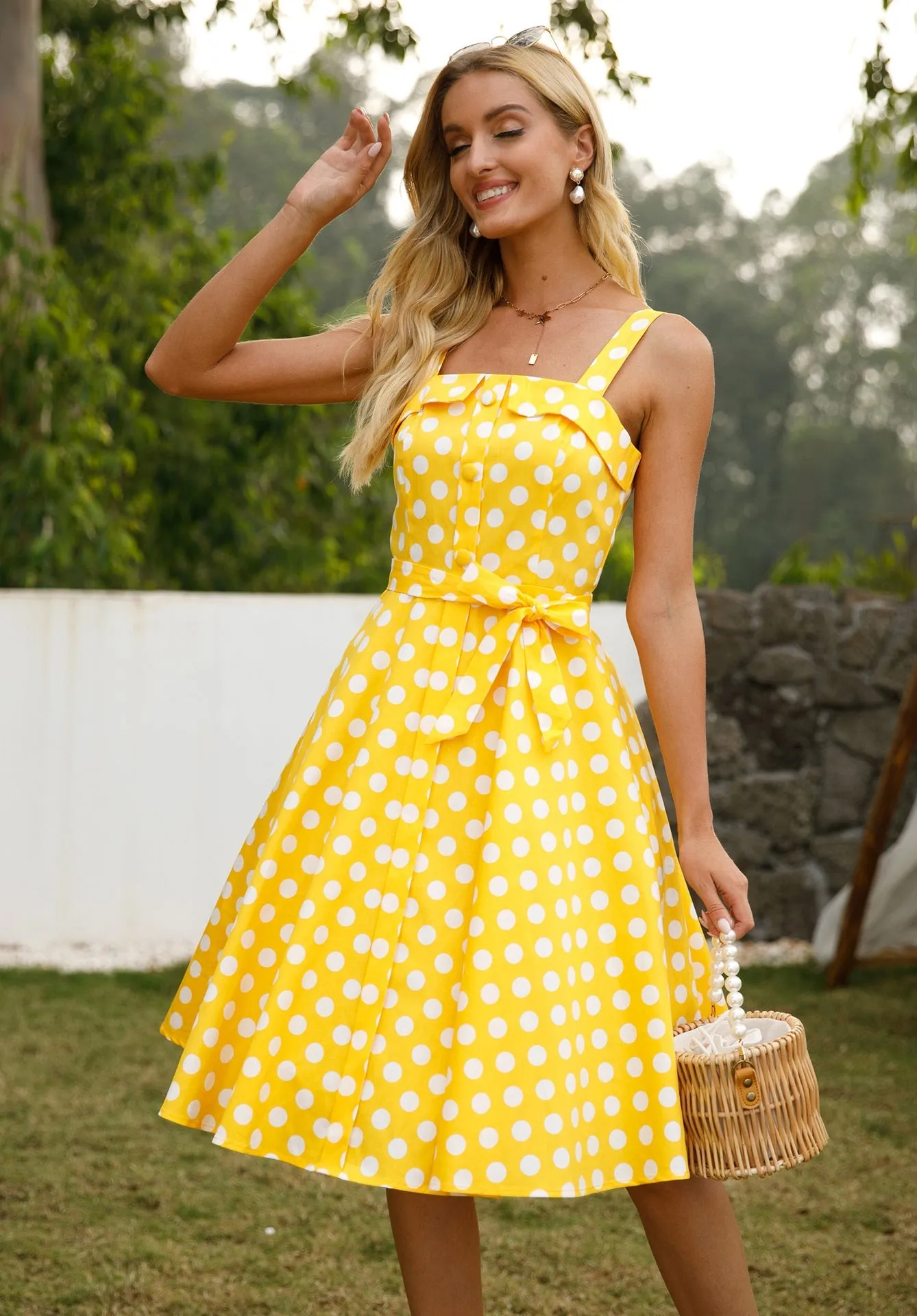 BerriesJam - Cotton Spaghetti Straps Midi Tunic Sleeveless Swing Sundress
