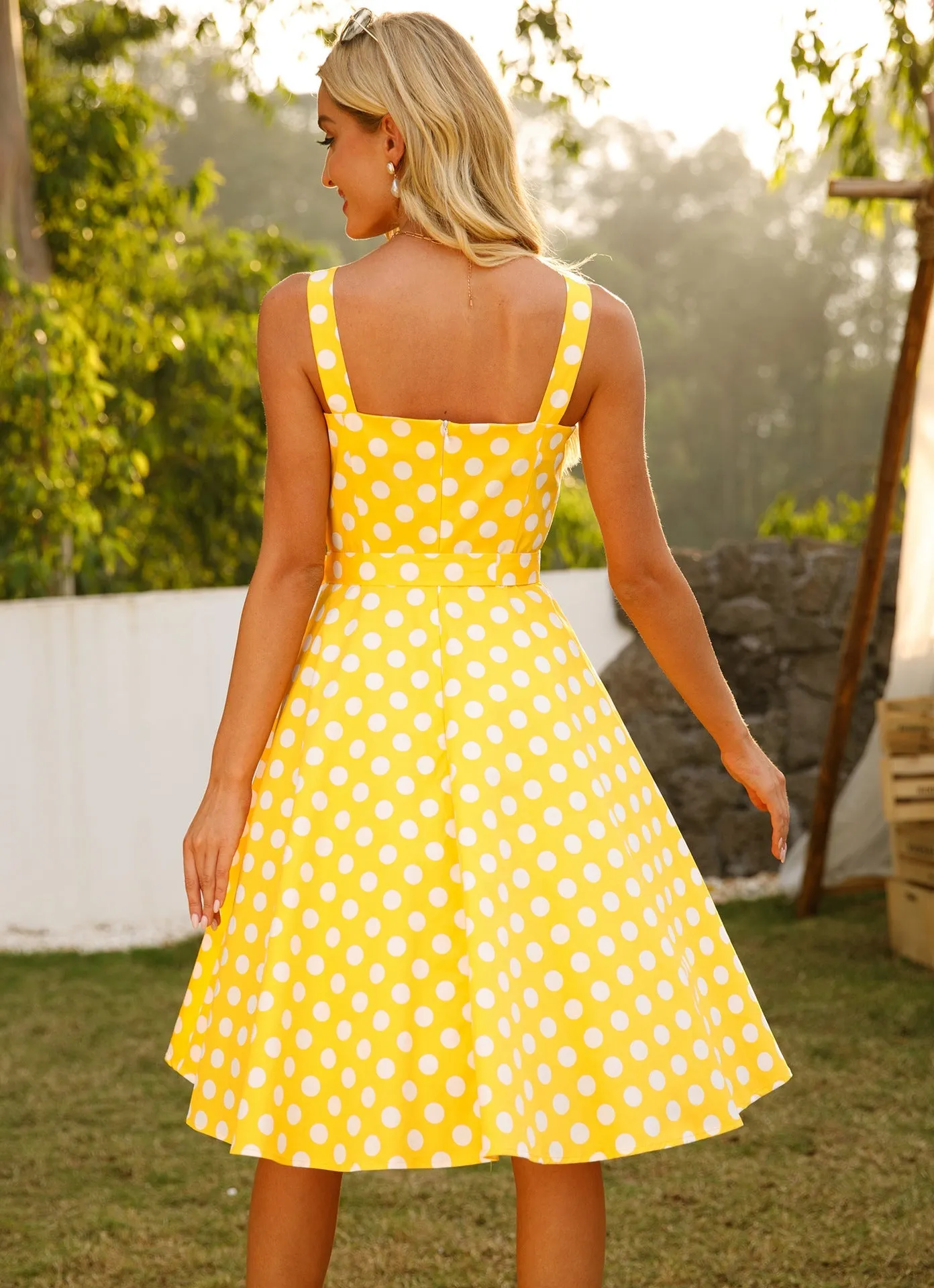 BerriesJam - Cotton Spaghetti Straps Midi Tunic Sleeveless Swing Sundress