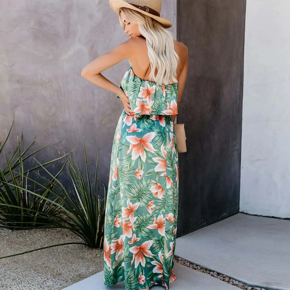 BerriesJam - Off Shoulder Split Sleeveless Hoilday Beach Casual Sundress