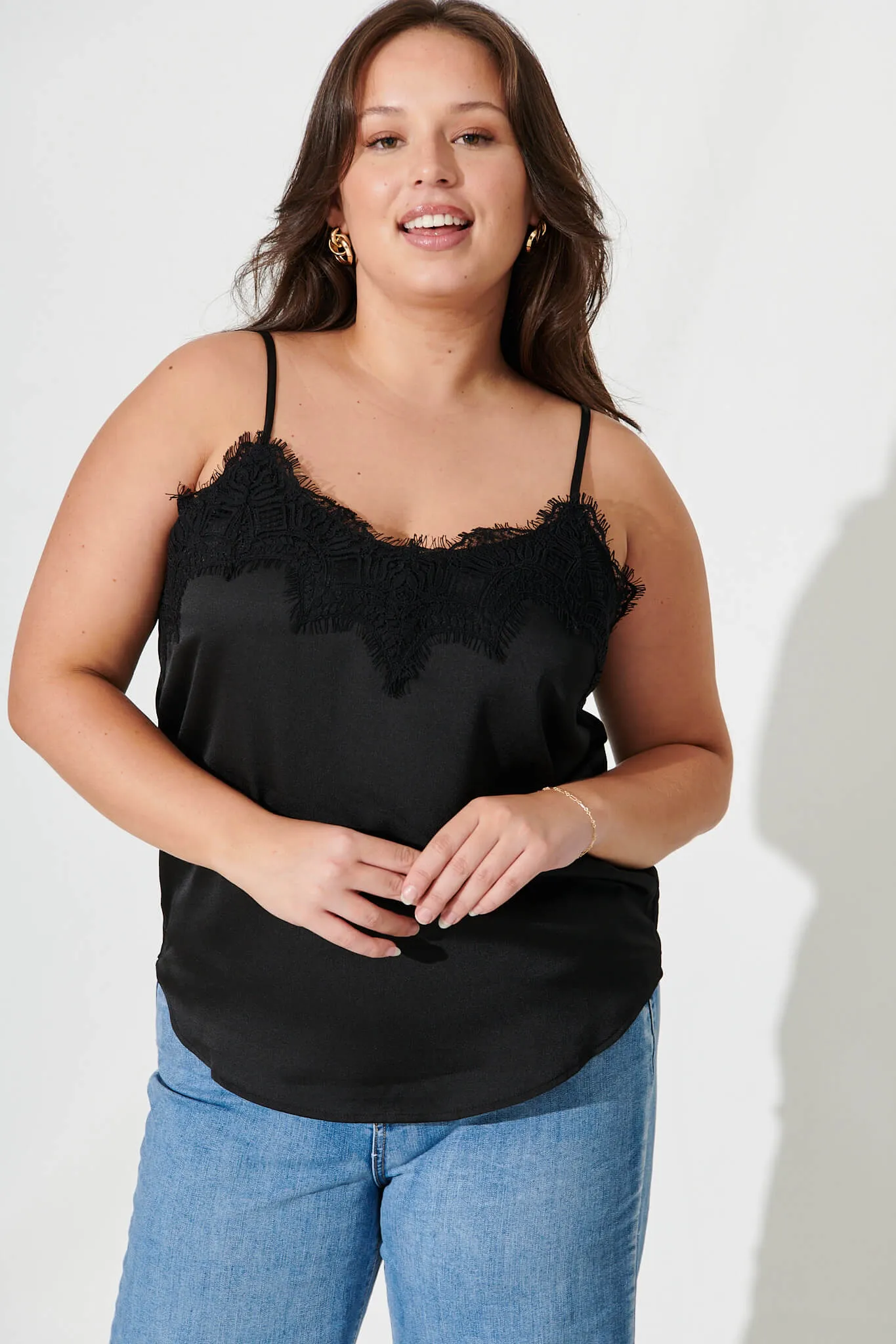 Black Satin Cami Blouse