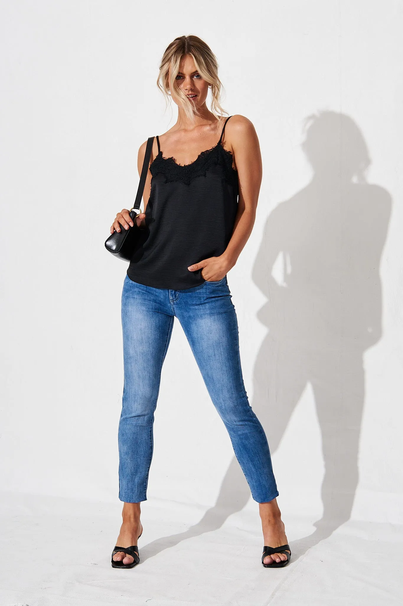 Black Satin Cami Blouse