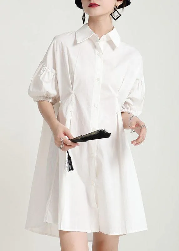 Bohemian Black Puff Sleeve Peter Pan Collar Patchwork Summer Sundress
