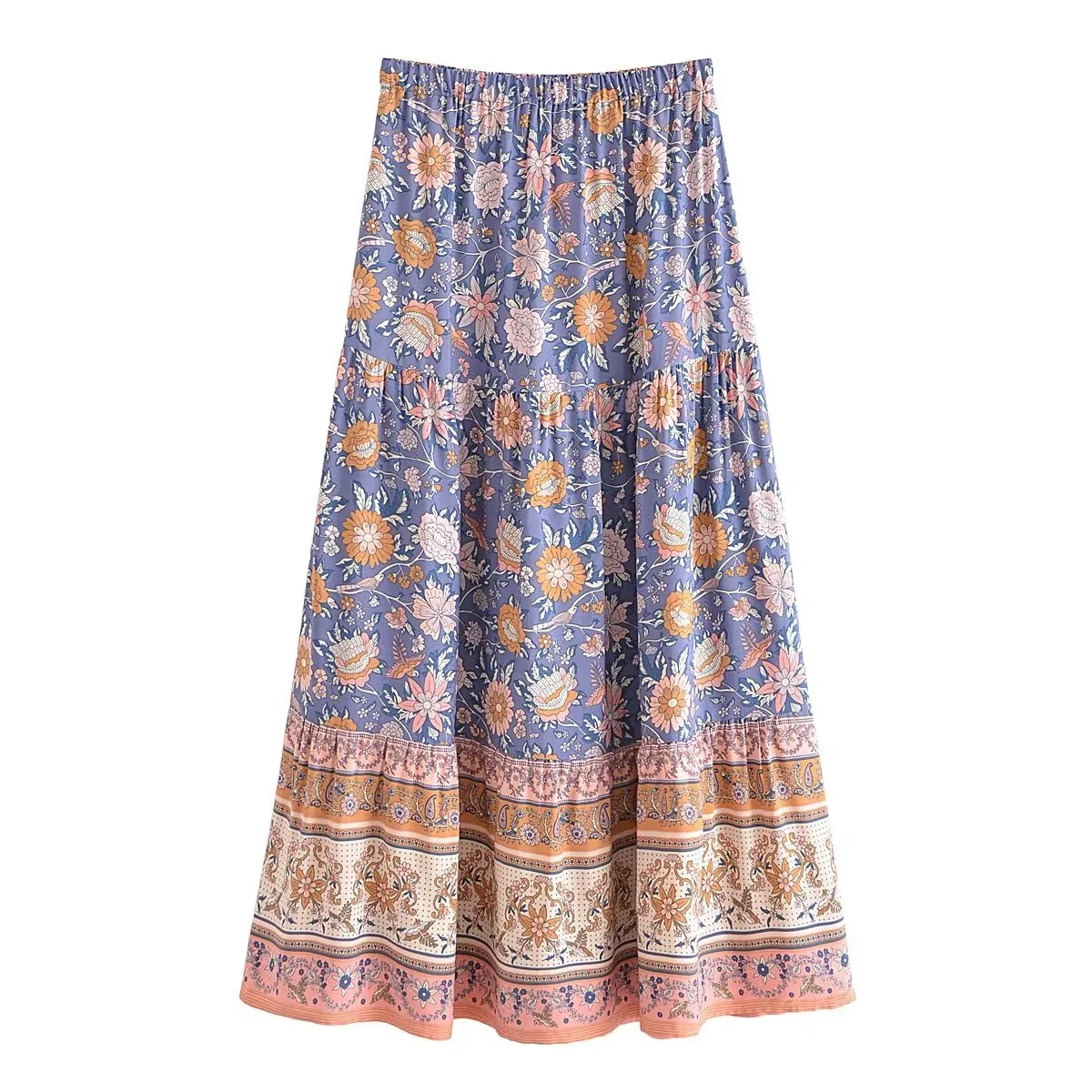 Boho Skirt, Hippie Skirts, Maxi Skirt,  Scilla Elise in Pink and Blue