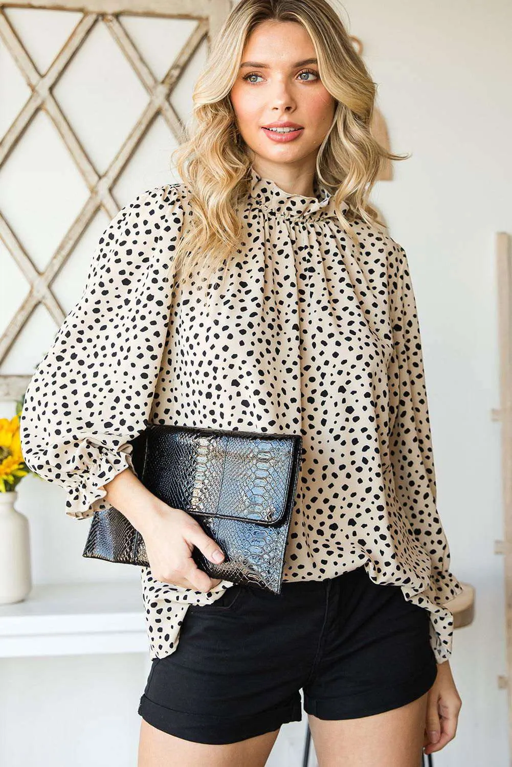 Brown Leopard 3/4 Sleeves Blouse
