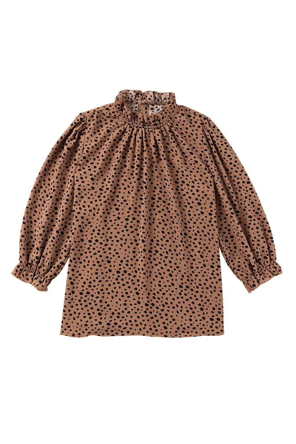 Brown Leopard 3/4 Sleeves Blouse