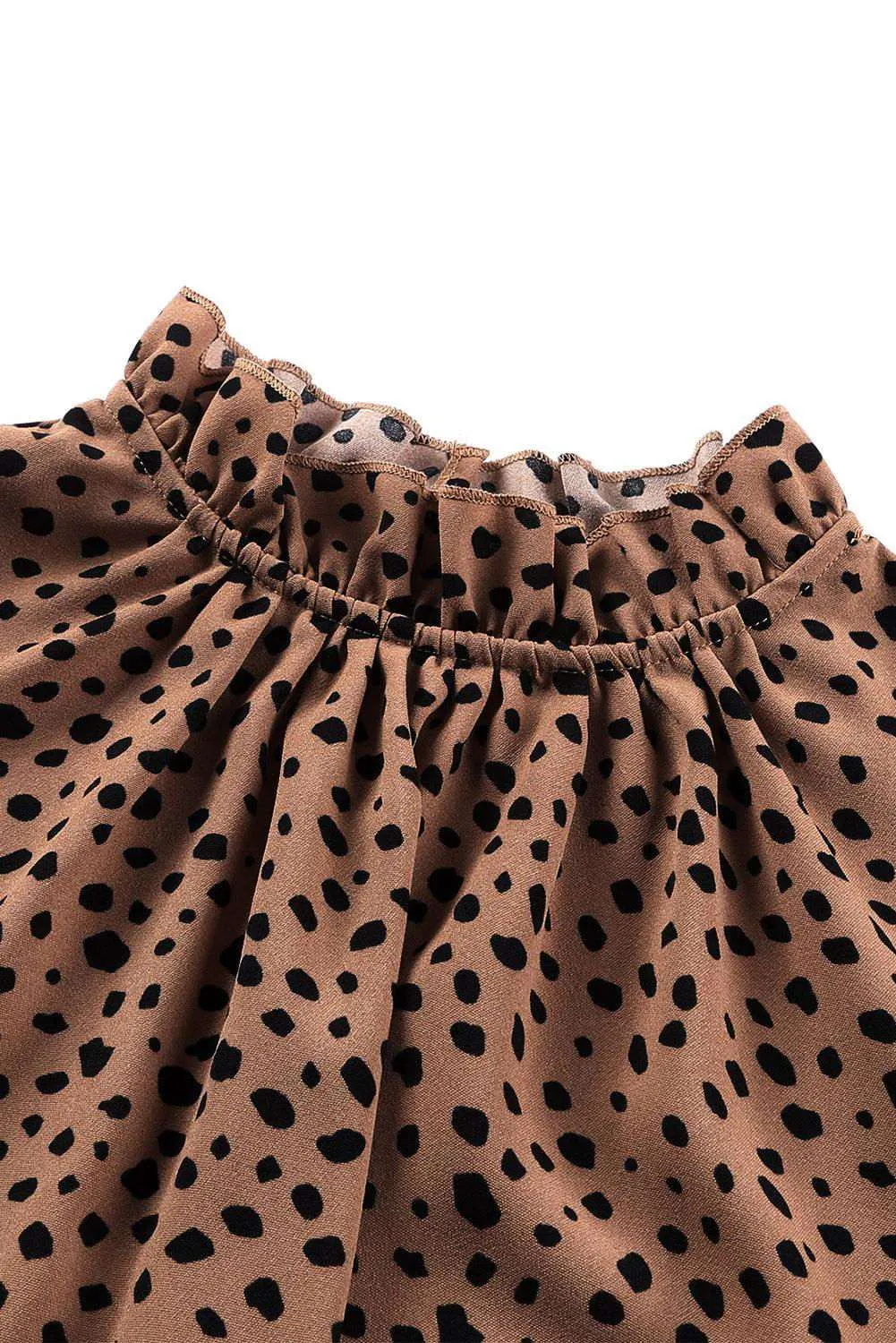 Brown Leopard 3/4 Sleeves Blouse