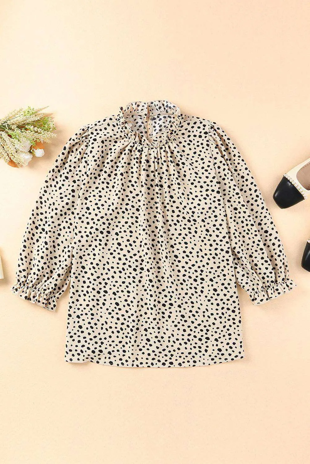 Brown Leopard 3/4 Sleeves Blouse