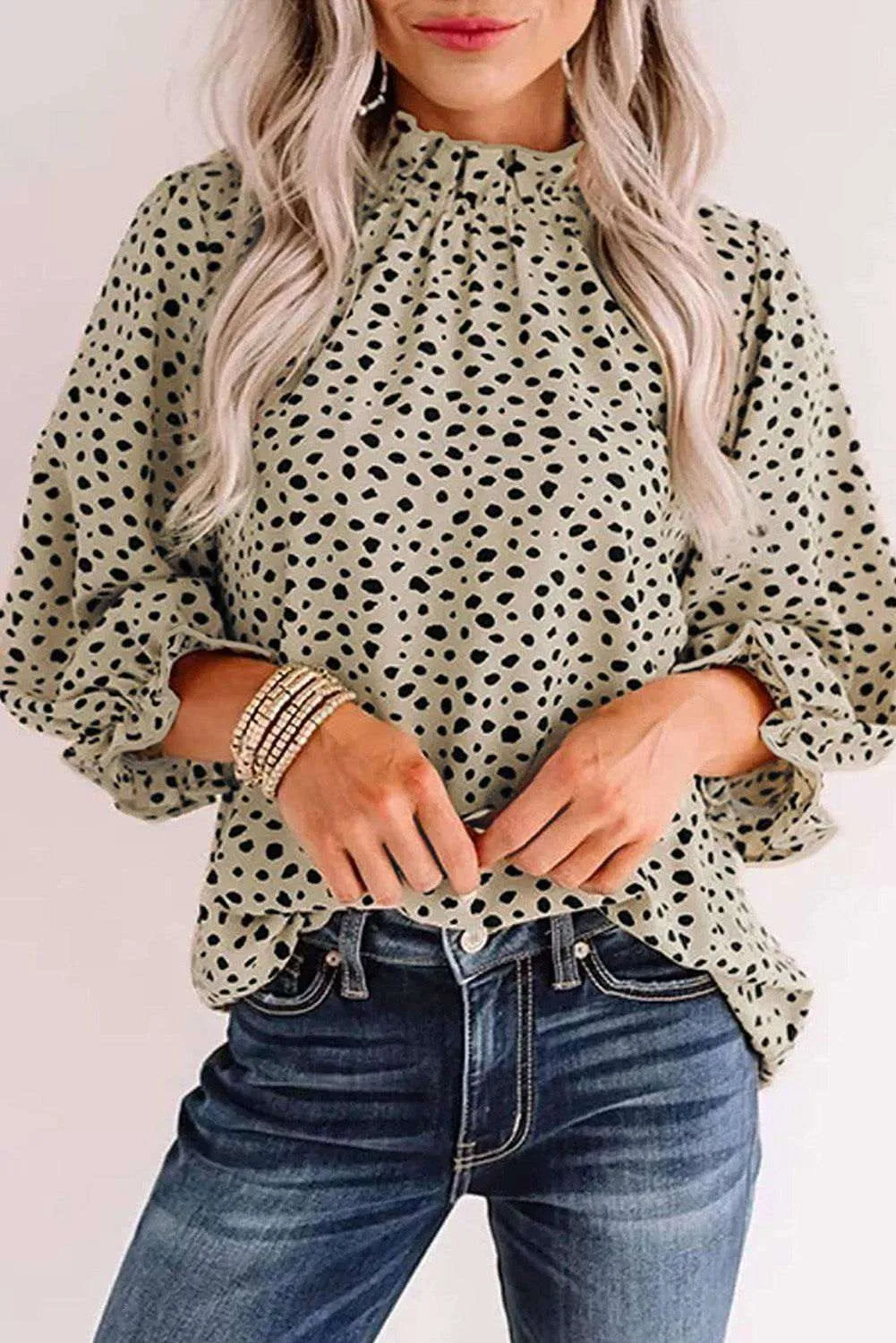 Brown Leopard 3/4 Sleeves Blouse