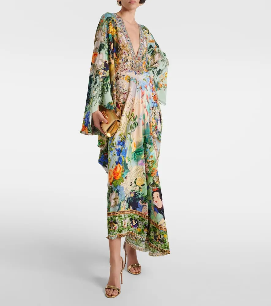 Camilla Embellished printed silk kaftan
