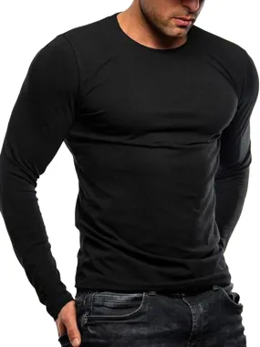 Casual Solid Color Slim Fit Round Neck Long Sleeve T-shirt