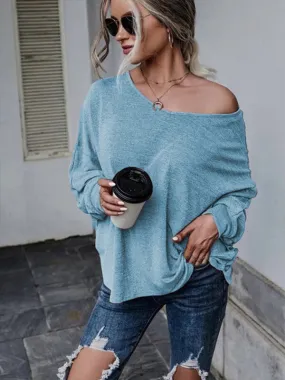 Ciera Solid Color Loose Tie Back Drop Shoulder T-Shirt Loose Casual All-Match