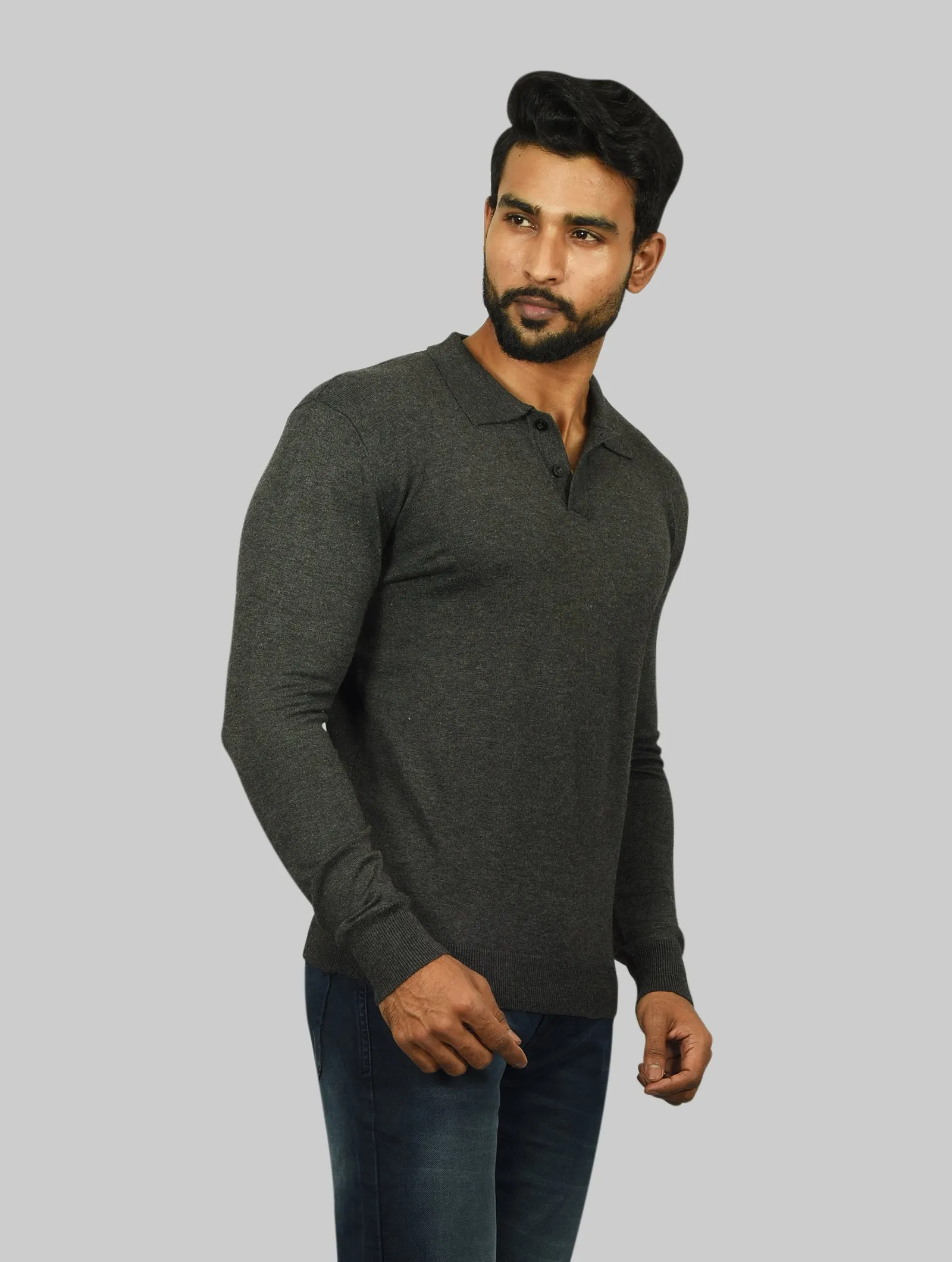 Collared Smart Fit Full Sleeves T-Shirt
