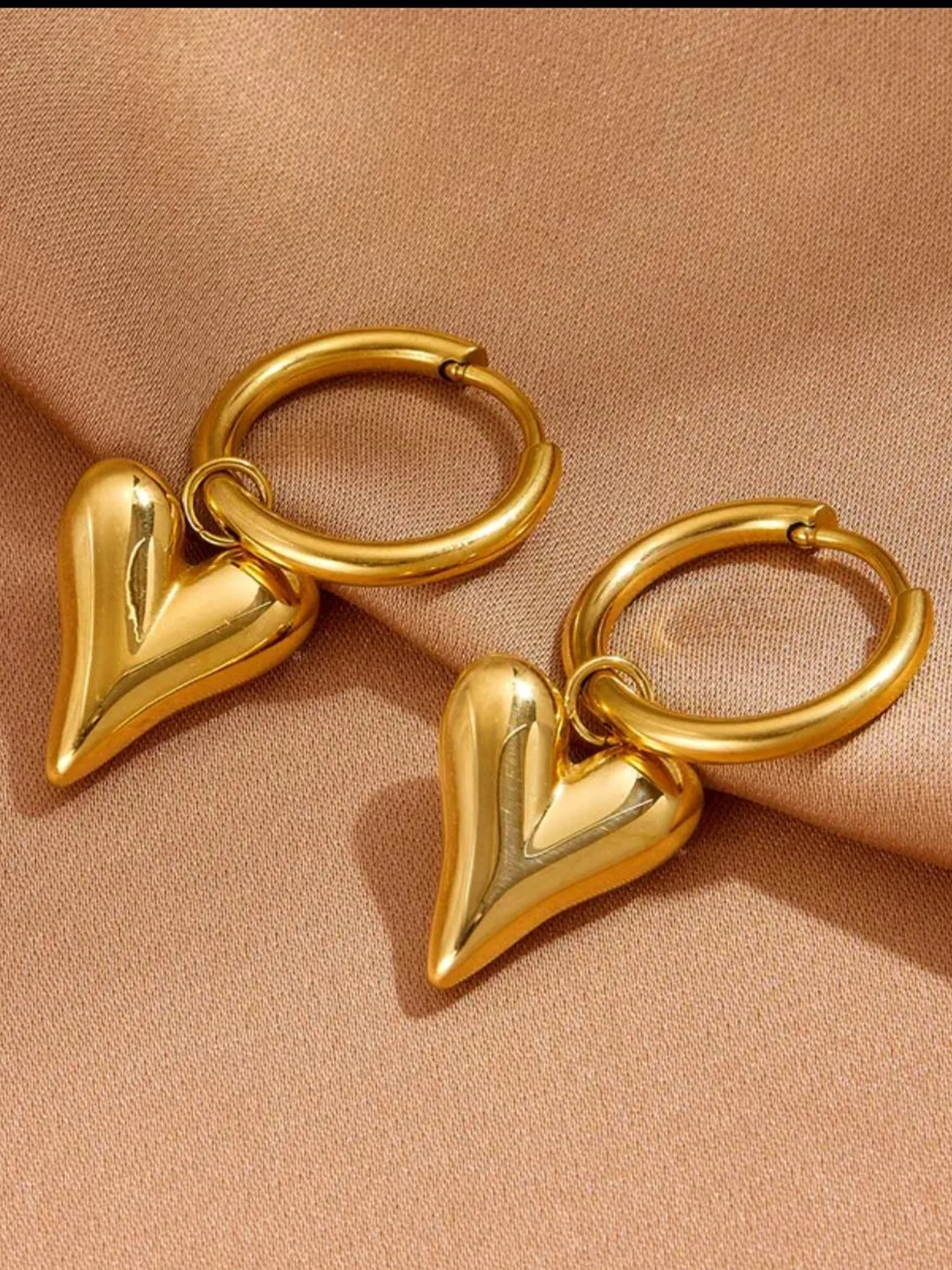 Elegant Demi-Fine Gold-Plated Heart Shaped Hoop Earrings