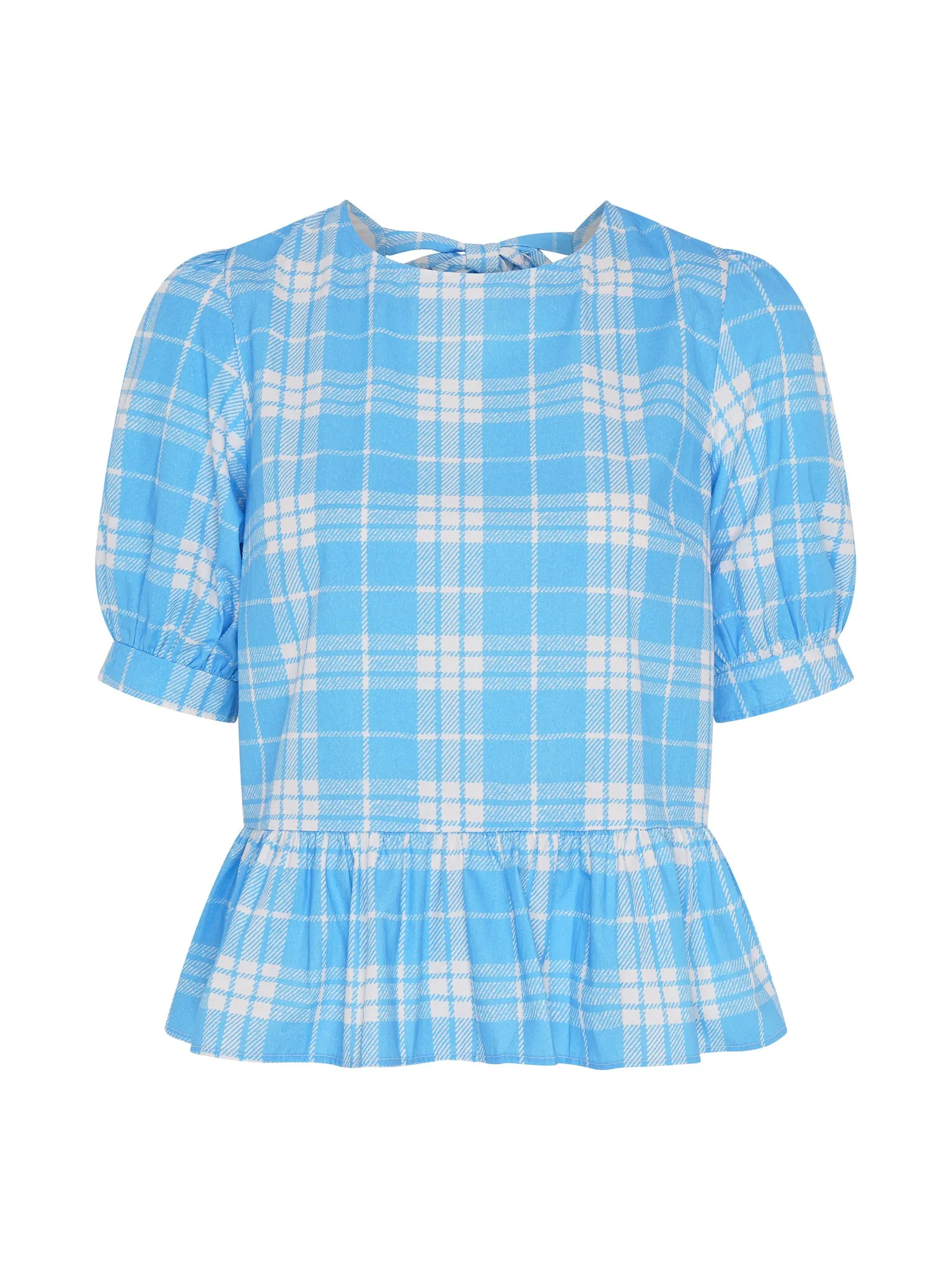 Ellie Frill Hem Puff Sleeve Printed Cotton Blouse