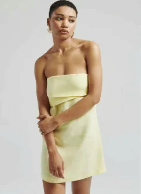 Eufonia yellow linen mini dress