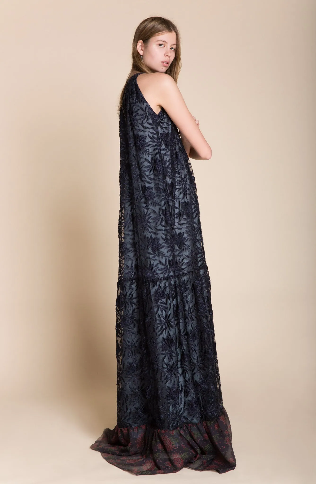 Floral Lace Embroidered Maxi Dress