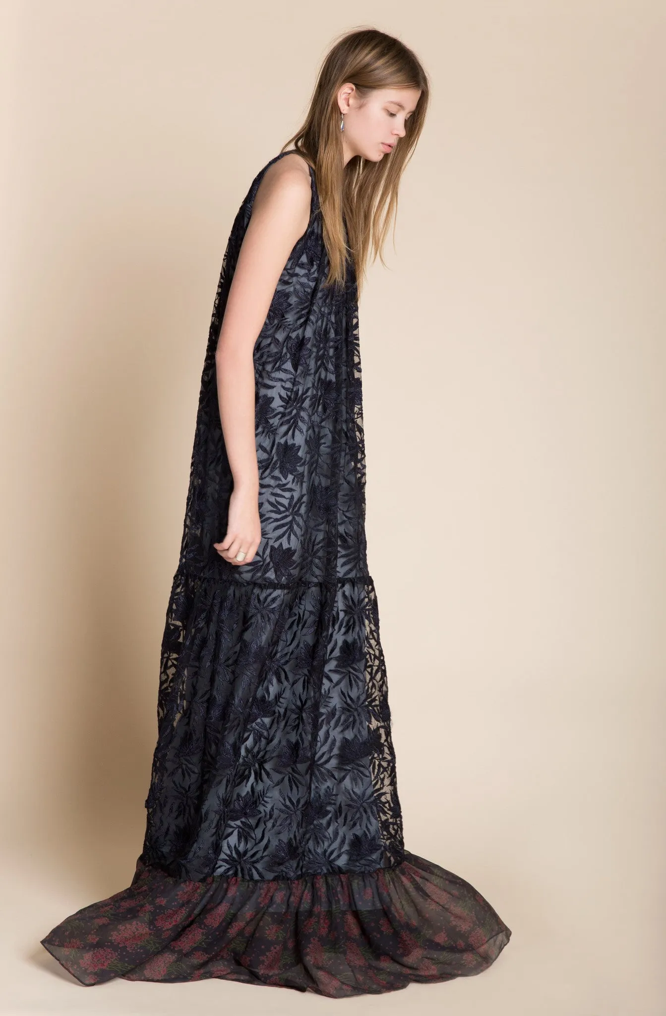 Floral Lace Embroidered Maxi Dress