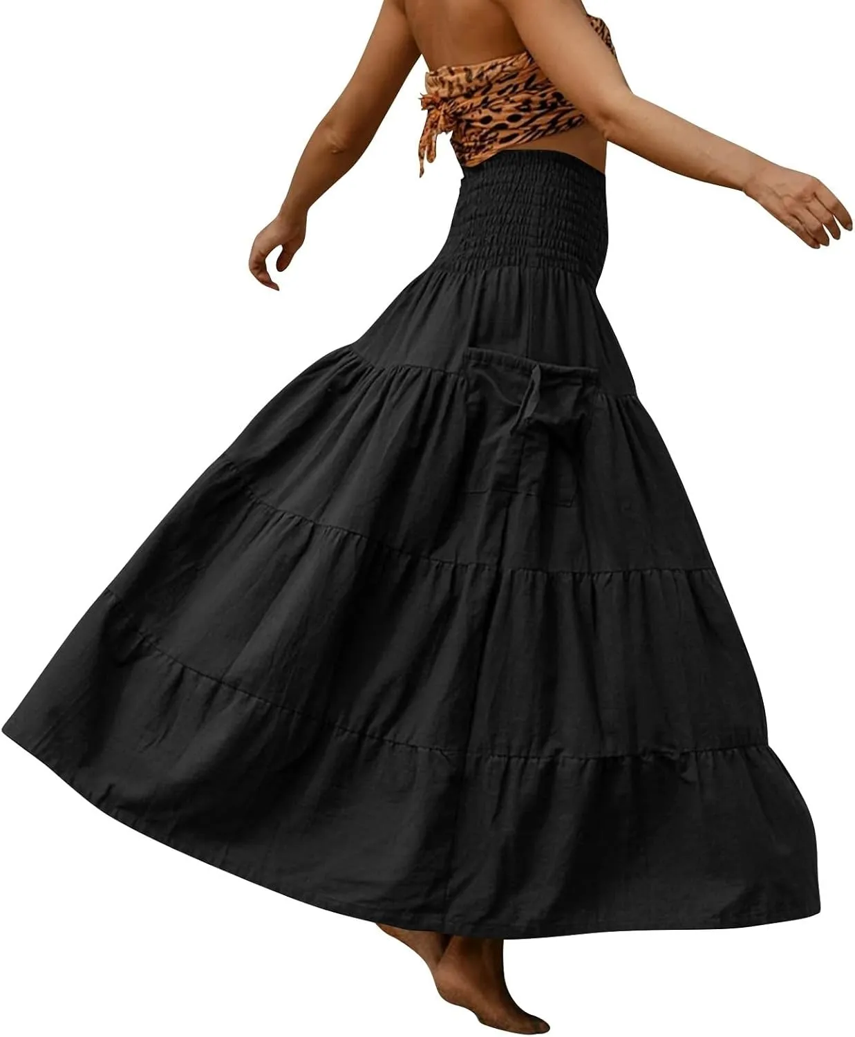 Flowy Boho Maxi Skirts for Women, 2025 Trendy Casual Elegantes High Waisted Long Skirt