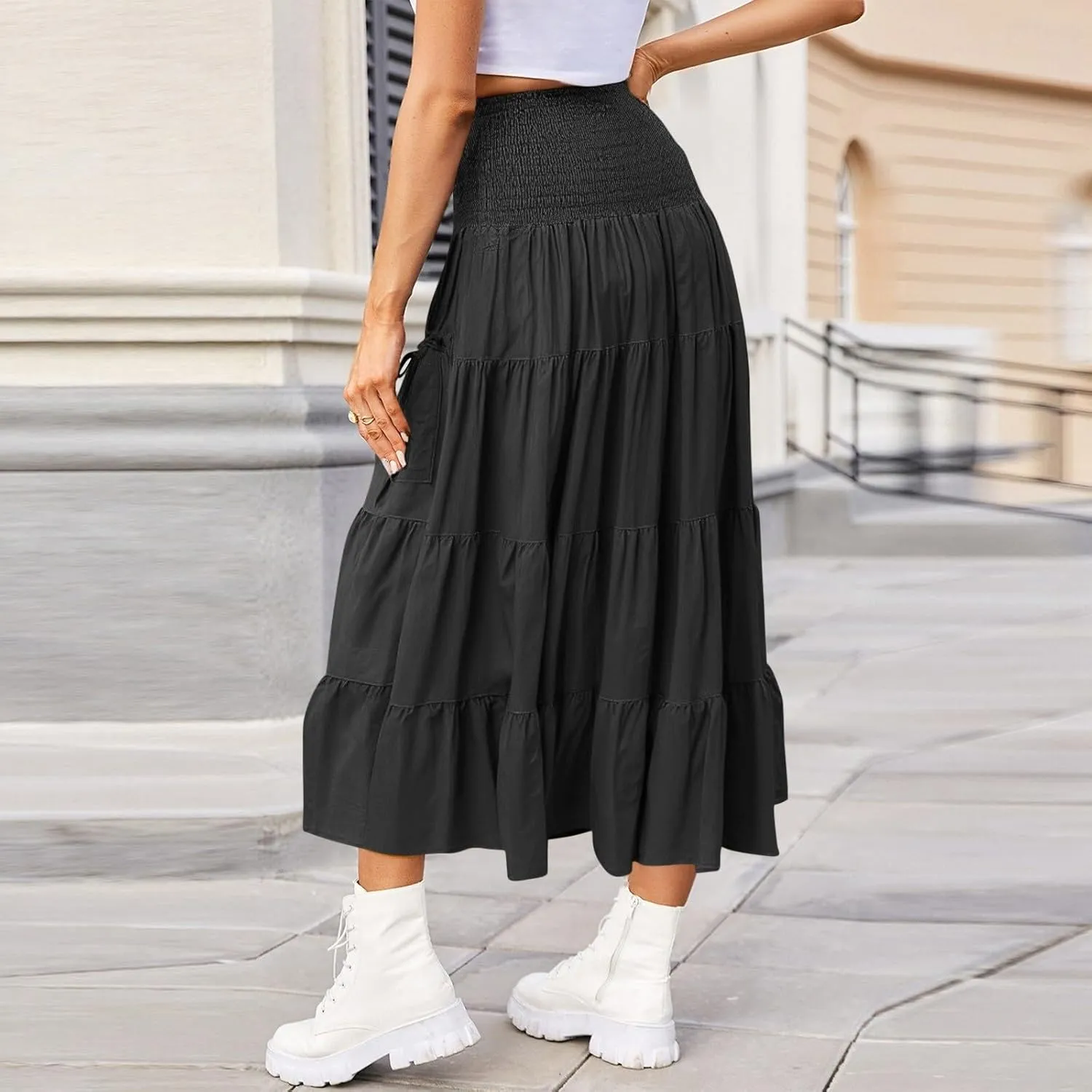 Flowy Boho Maxi Skirts for Women, 2025 Trendy Casual Elegantes High Waisted Long Skirt