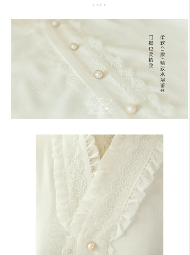 Forest Wardrobe ~ Fuying ~ Wa Lolita Lace Flounce Blouse