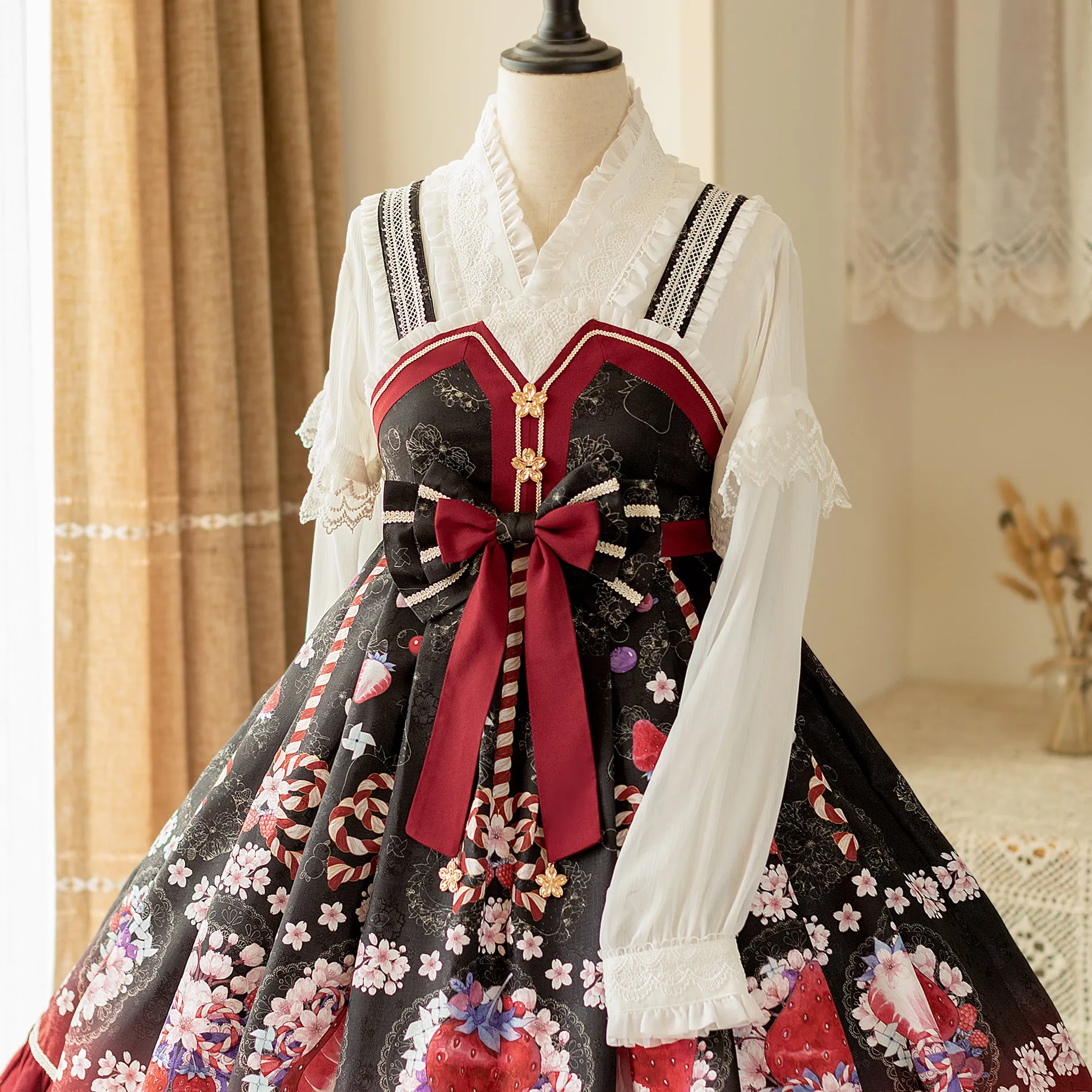 Forest Wardrobe ~ Fuying ~ Wa Lolita Lace Flounce Blouse