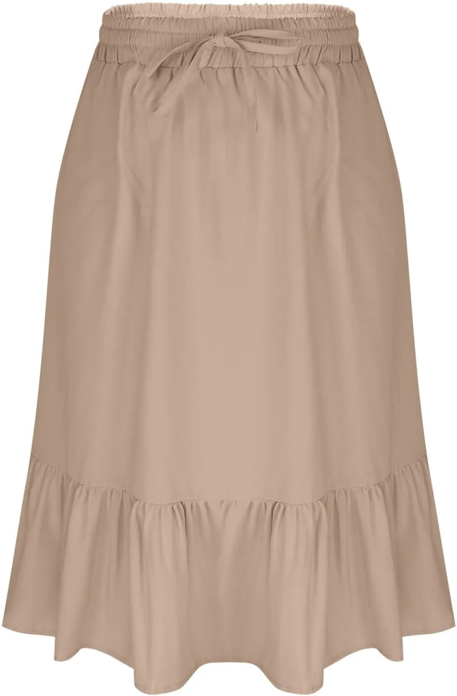 FZYLQY Women's Casual High Waisted Tiered Midi Skirt, Comfortable Loose Fit Elastic Waist Skirt with Pockets for Summer