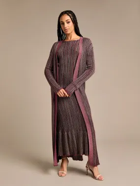 GWD Jessica Stripe Full Length Knitted Cardigan