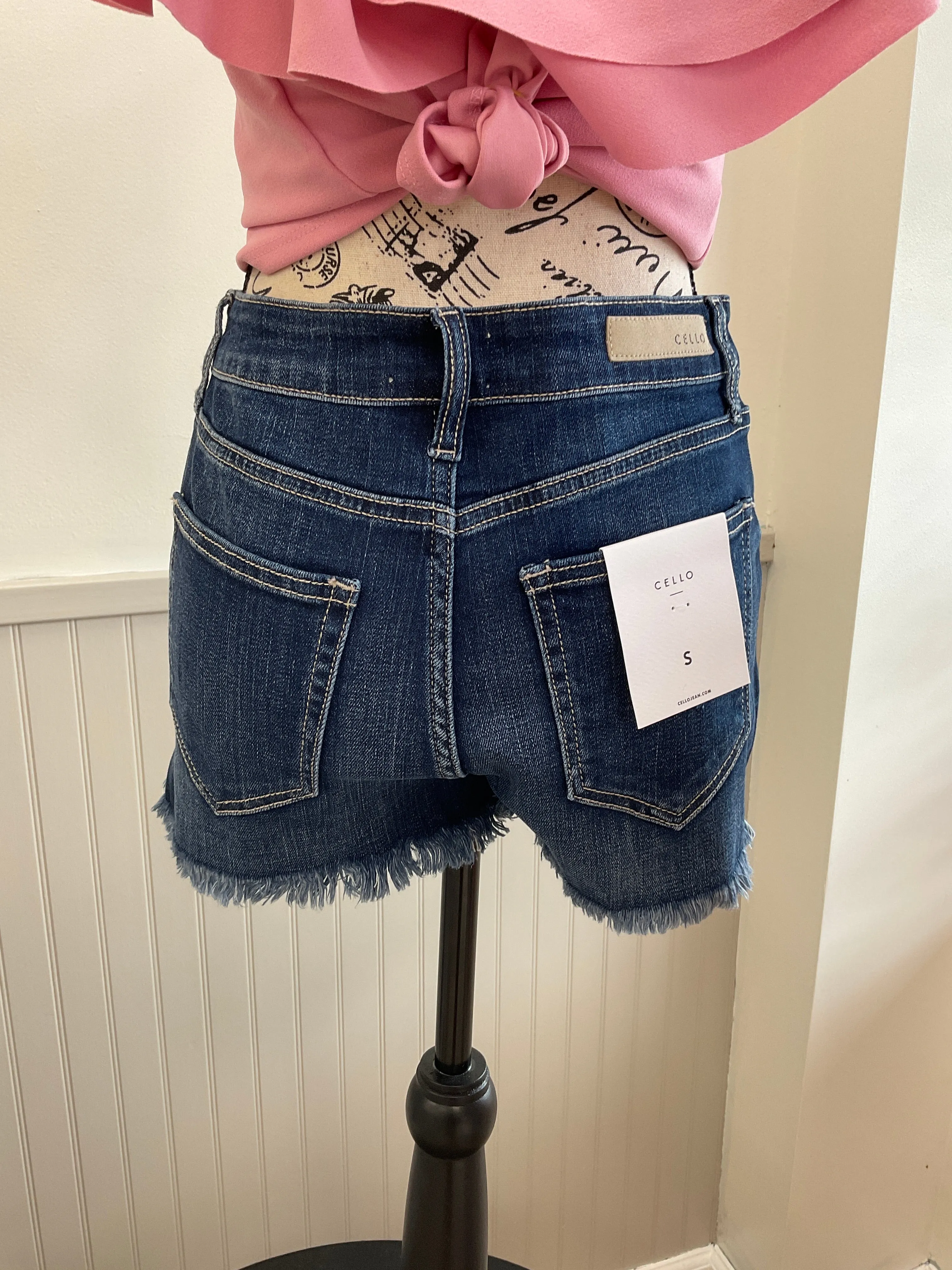 High Rise Distress Fray Shorts