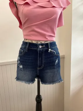 High Rise Distress Fray Shorts