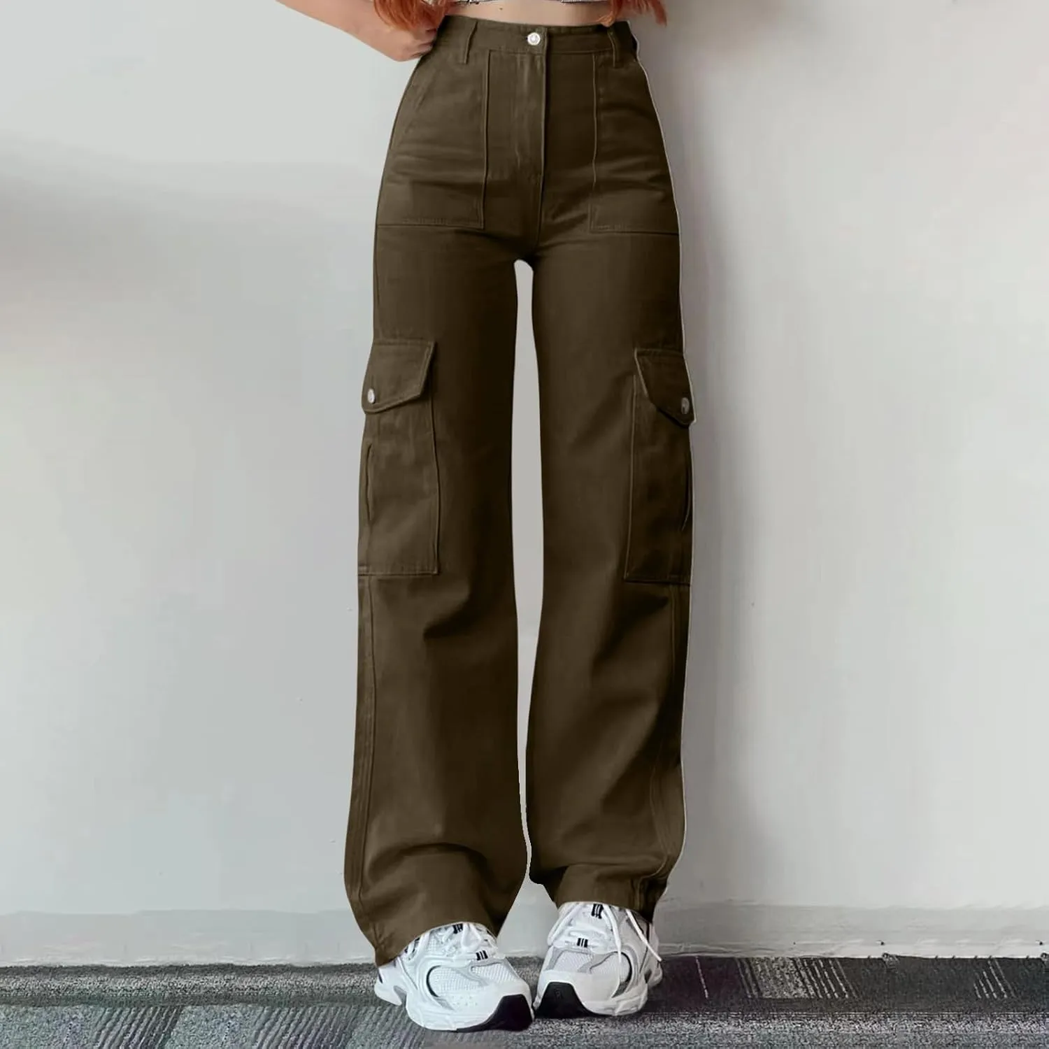 Hiking Cargo Pants for Women Relaxed Fit Casual High Waisted Straight Wide Leg Trousers Y2K Streetwear with Pockets