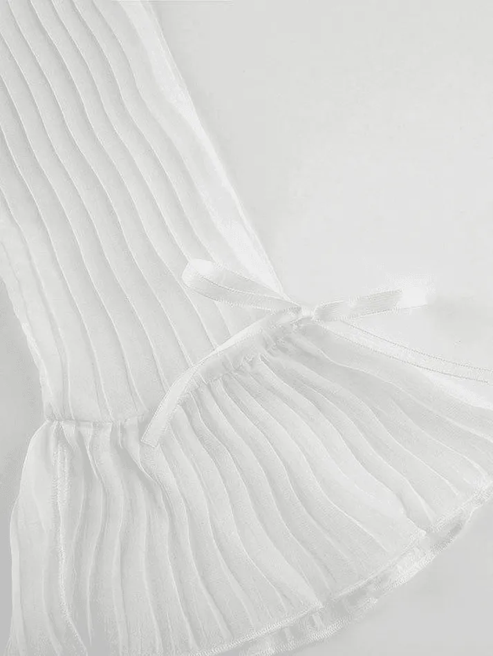 Joskaa Semi Sheer Long Sleeve Pleated Blouse