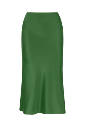LIGHTNESS OF BEING SILK BIAS SKIRT FOREST