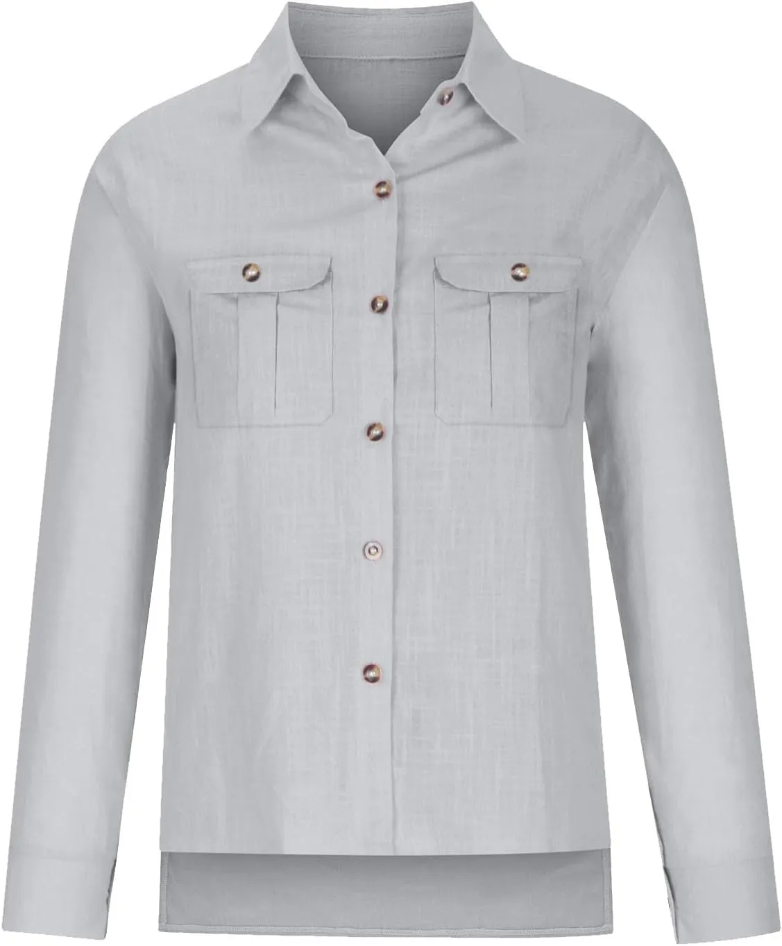 Linen Shirts for Women Summer Front Double Pockets Tops Tunic Linen Fabric Soft Breathable Blouses Fashion T Shirt