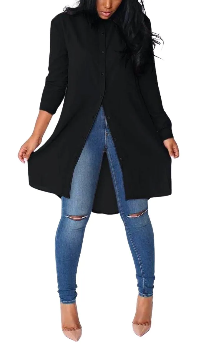 Luexco Long Sleeve Chiffon Blouse Boyfriend Shirt