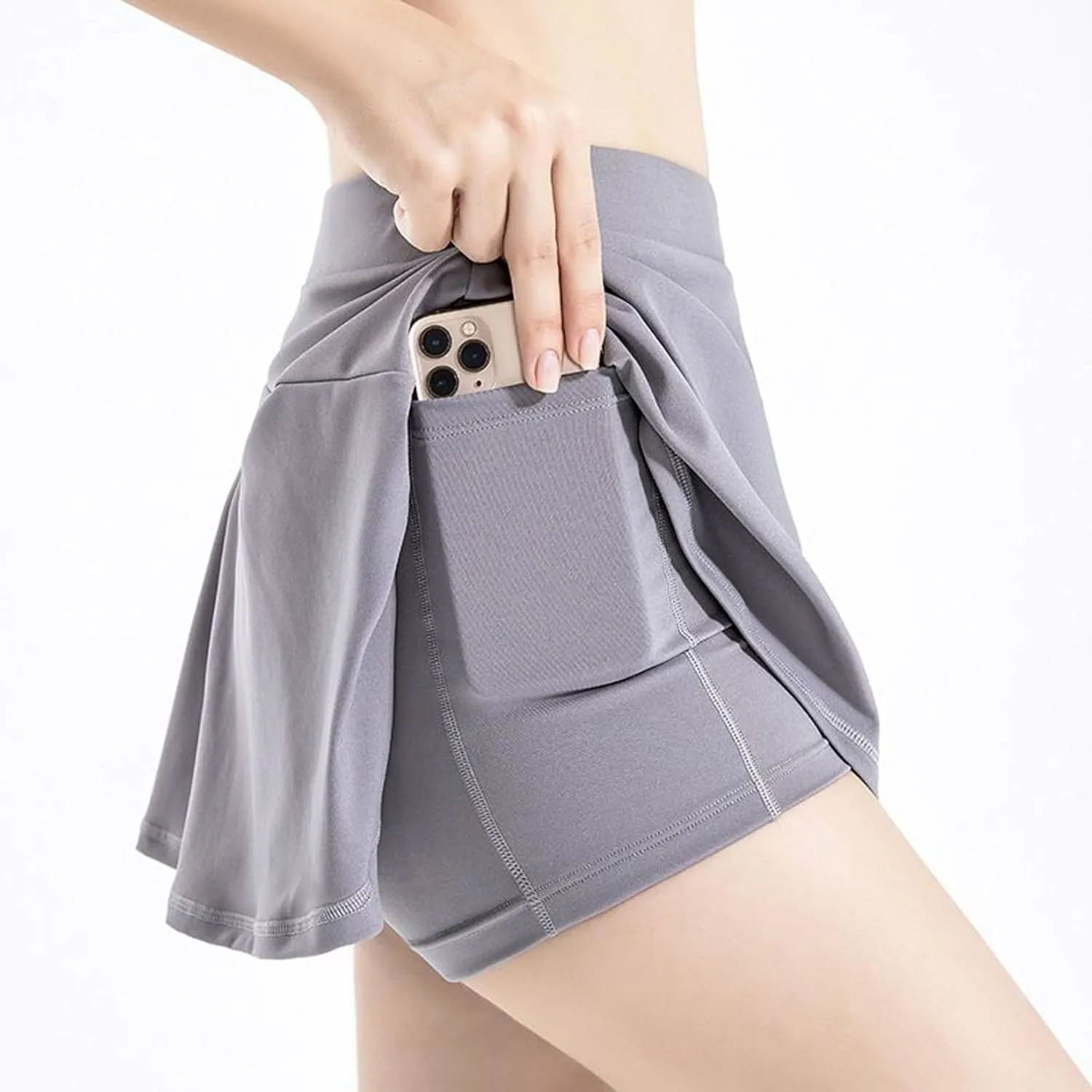 Lu's Chic Women's Athletic Skorts Quick Dry Fit Running Gym Shorts High Waisted Ruffle Flowy Golf Tennis Skirts w/Pockets