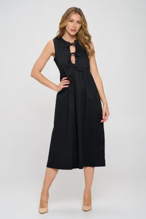 Made in USA Cotton Sleeveless Dress w Front Tie