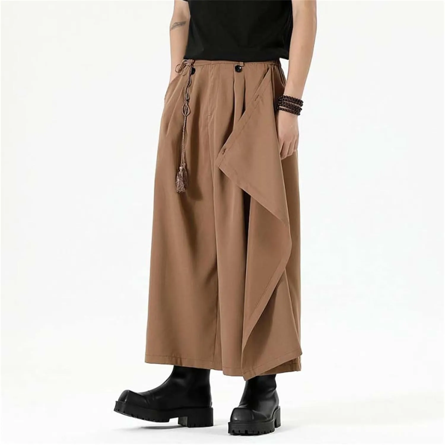 Men's Casual Skirt Pants Loose Wide Leg Harem Pant Japanese Harajuku Kimono Casual Leisure Style Sport Comfy Trousers