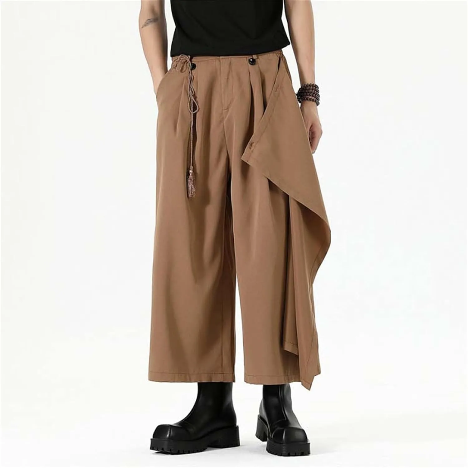 Men's Casual Skirt Pants Loose Wide Leg Harem Pant Japanese Harajuku Kimono Casual Leisure Style Sport Comfy Trousers